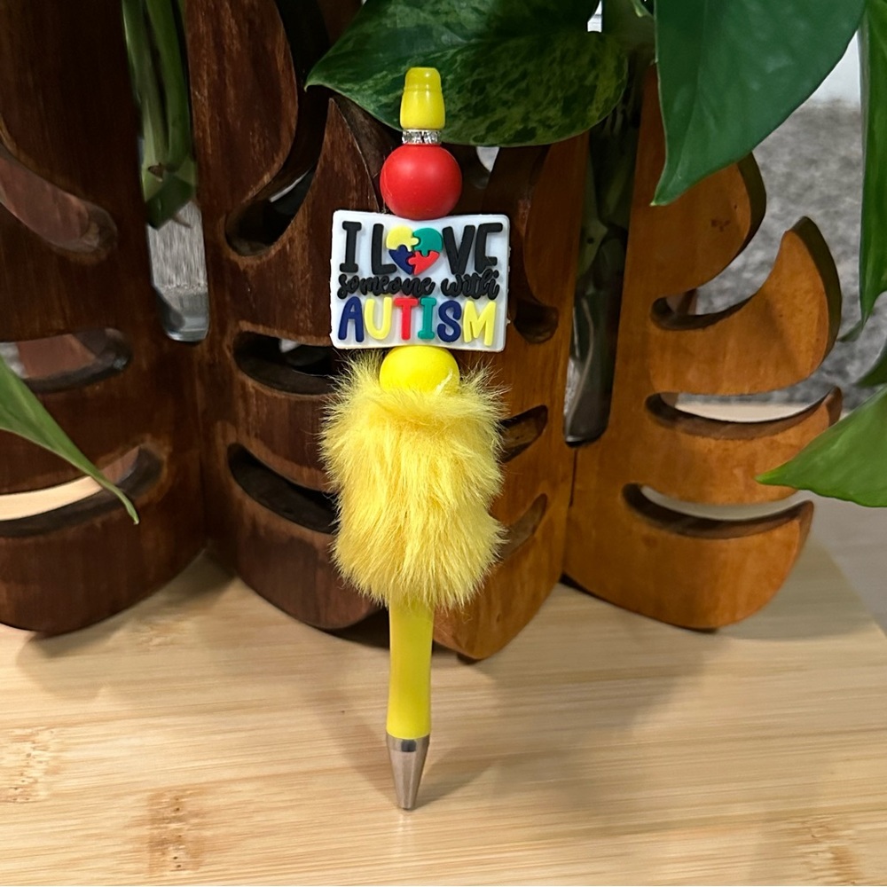 Autism Awareness Pen 🧩 Handmade Silicone Beads + Extra Ink‎ Refill